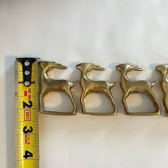 Vintage Miniature Deer Figurines Solid Brass Decor Reindeer Holiday Set Of 4 - Picture 6 of 6